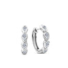 Front-on view of the Wallace Bishop Cubic Zirconia Bezel Huggies in Sterling Silver, reference 41PSBCZE3. Each huggie features bezel-set pear cut white cubic zirconias, totalling 8 stones between the pair.