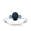 Blue Cubic Zirconia Trilogy Ring in Sterling Silver