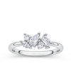 Front-on view of the Wallace Bishop Cubic Zirconia Scatter Ring in Sterling Silver, reference 41RCZD02O. The ring features a claw-set cluster of cubic zirconias, mixing baguette, marquise, pear and round cuts for an asymmetric, scattered sparkle.