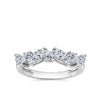Front-on view of the Wallace Bishop Cubic Zirconia Cluster Ring in Sterling Silver, reference 41RCZD03O. The ring features seven claw-set cubic zirconias, mixing marquise and round cuts to create a scattered, floral-inspired design.