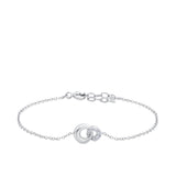 Cubic Zirconia Interlocking Circle Bracelet in Sterling Silver