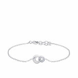 Cubic Zirconia Interlocking Circle Bracelet in Sterling Silver
