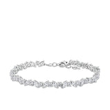 Cubic Zirconia Marquise & Round Cut Tennis Bracelet in Sterling Silver