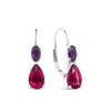 Purple & Red Cubic Zirconia Drop Earrings in Sterling Silver