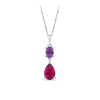 Purple & Red Cubic Zirconia Pendant in Sterling Silver