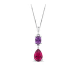 Purple & Red Cubic Zirconia Pendant in Sterling Silver
