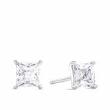 Princess Cut Cubic Zirconia Earrings in Sterling Silver