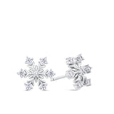 Cubic Zirconia Snowflake Stud Earrings in Sterling Silver