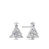 Cubic Zirconia Christmas Tree Stud Earrings in Sterling Silver