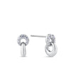 Cubic Zirconia Interlocking Circle Drop Earrings in Sterling Silver