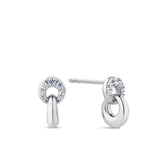 Cubic Zirconia Interlocking Circle Drop Earrings in Sterling Silver