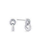 Cubic Zirconia Interlocking Circle Drop Earrings in Sterling Silver