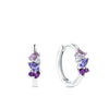 Purple & Pink Cubic Zirconia Scattered Huggie Earrings in Sterling Silver