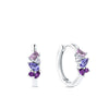 Purple & Pink Cubic Zirconia Scattered Huggie Earrings in Sterling Silver