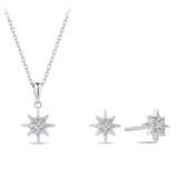Cubic Zirconia Celestial Star Pendant & Earrings Set in Sterling Silver in Navy Bauble