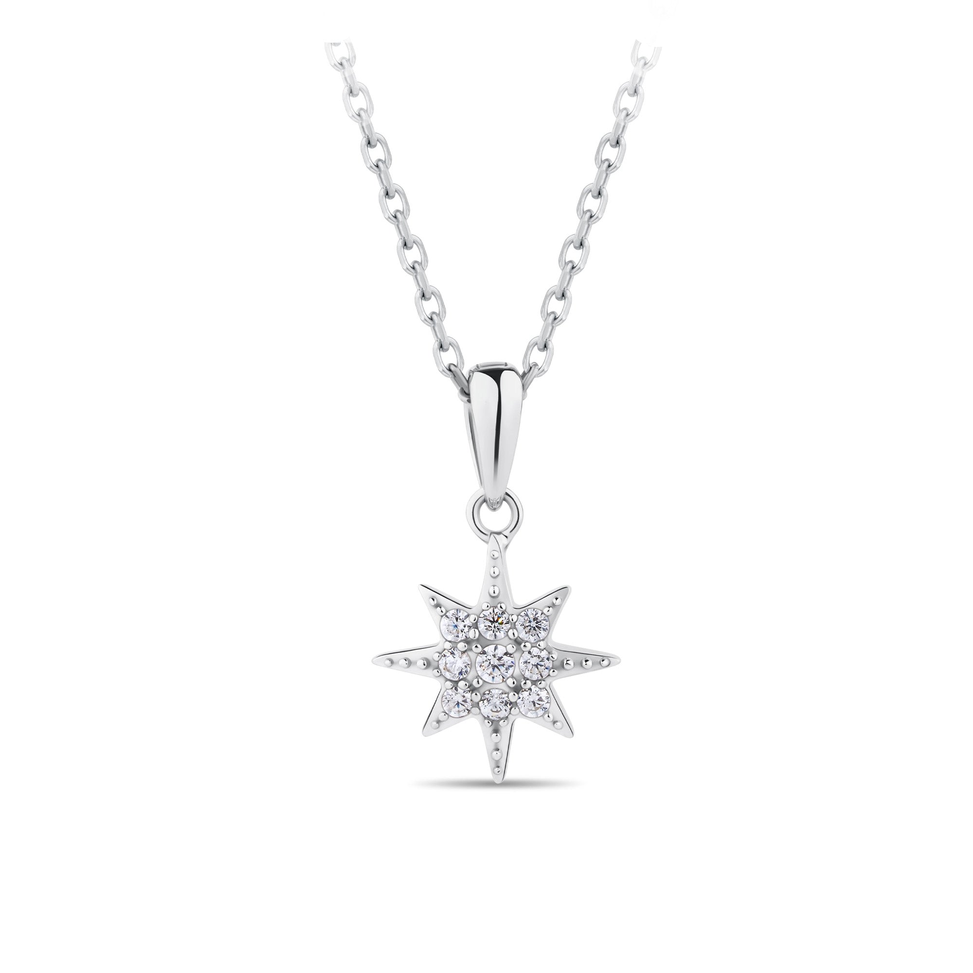 Cubic Zirconia Celestial Star Pendant & Earrings Set in Sterling Silver in Navy Bauble