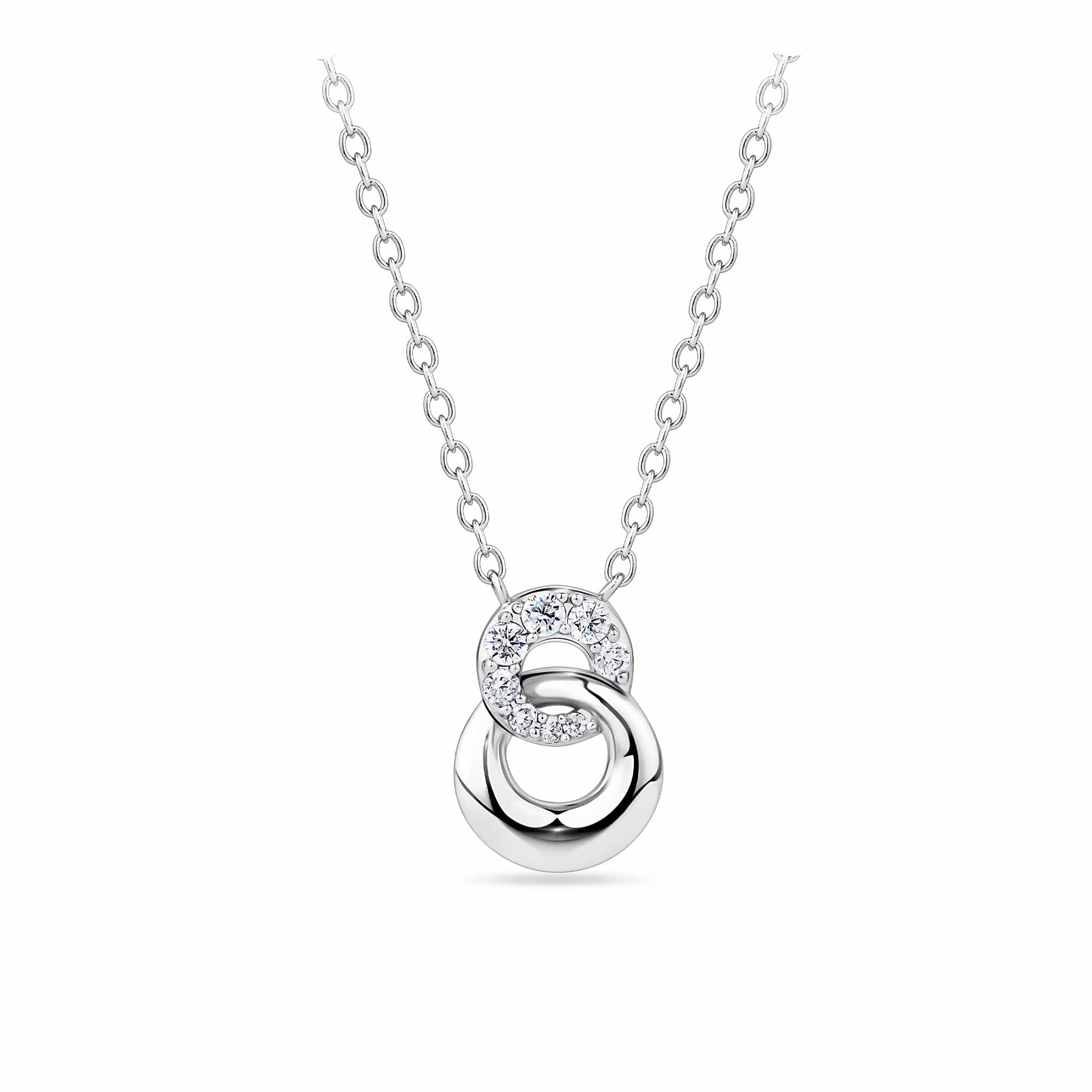 Cubic Zirconia Interlocking Circle Necklace in Sterling Silver
