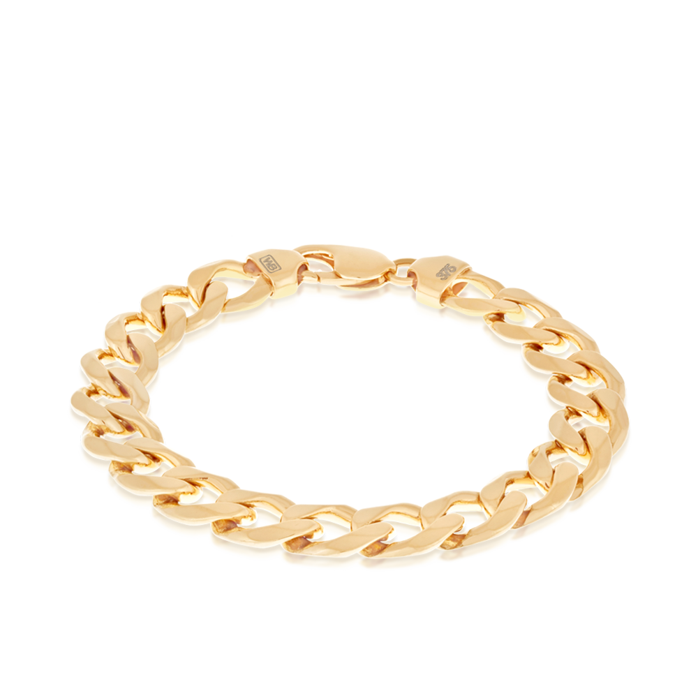 Bevelled Curb Men's Bracelet Bevelled Curb Link Bracelet in 9ct Yellow Gold