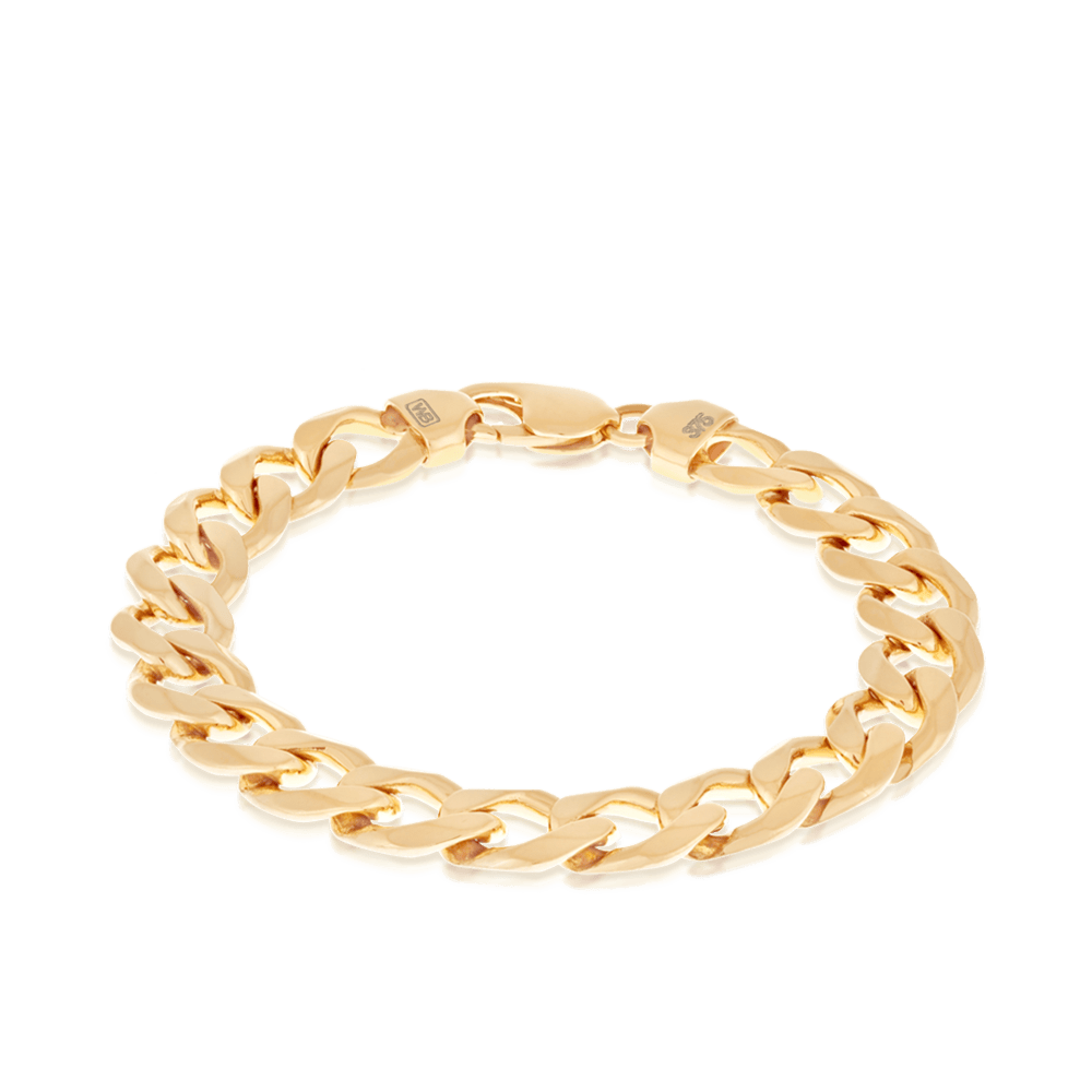Bevelled Curb Men's Bracelet Bevelled Curb Link Bracelet in 9ct Yellow Gold