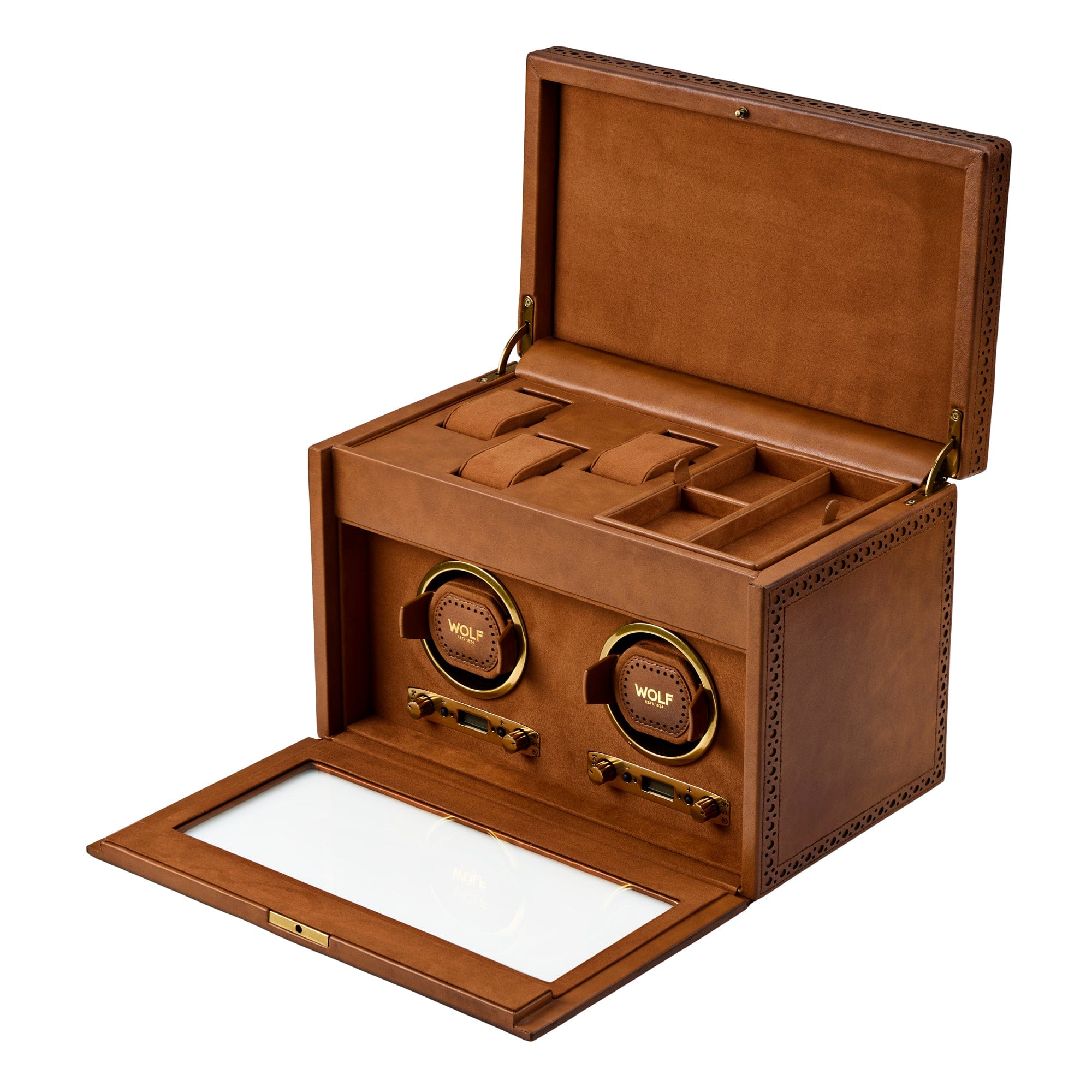 WOLF Brogue Double Watch Winder With Storage | Wallace Bishop