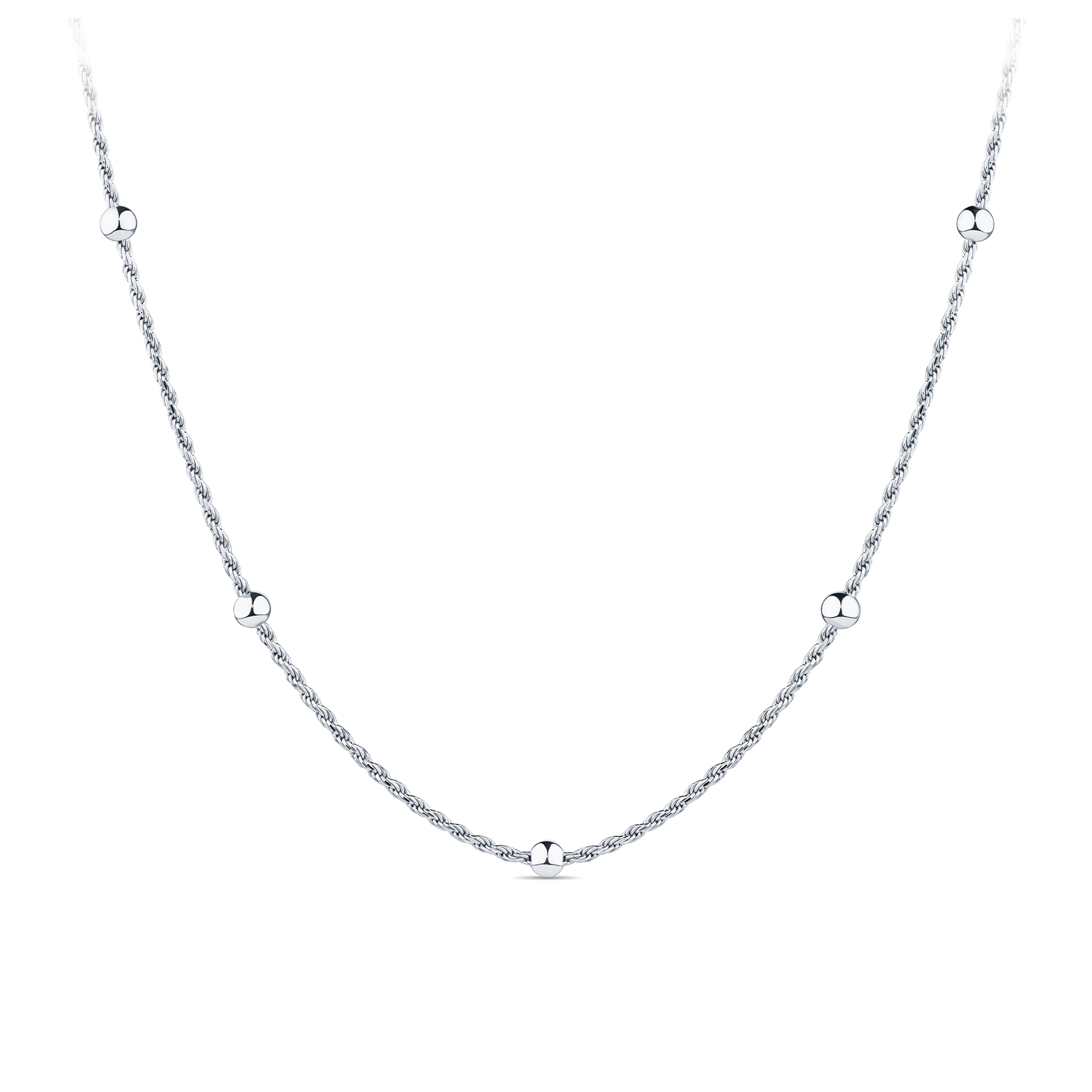 50cm Ball Station Chain Sterling Silver