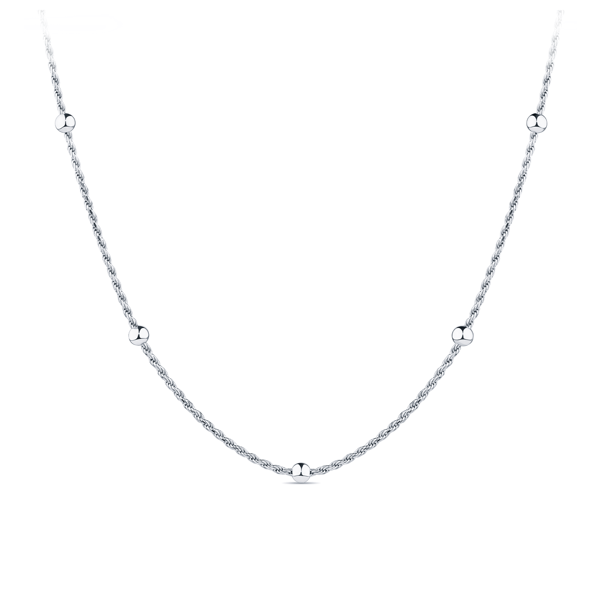 50cm Ball Station Chain Sterling Silver