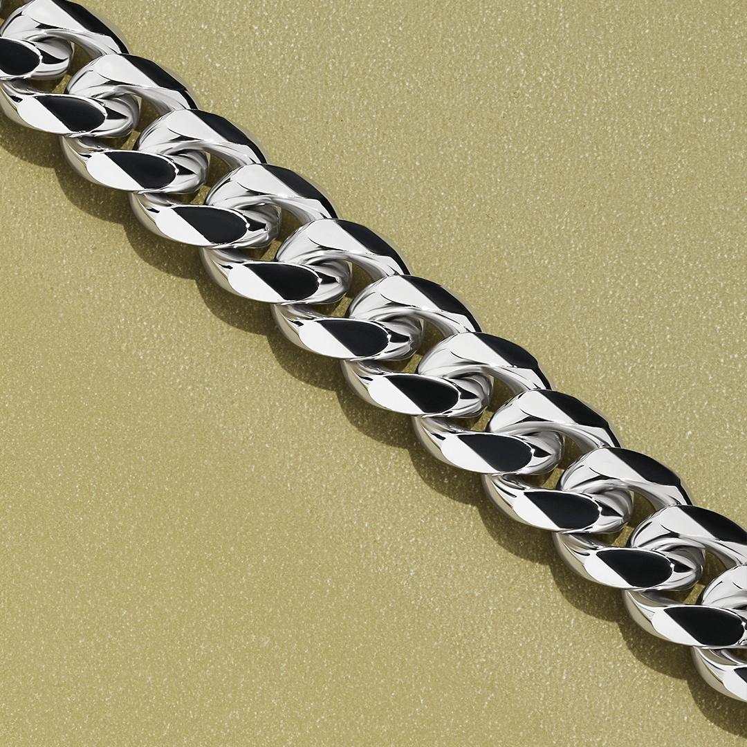 55cm Solid Miami Link Chain in Sterling Silver