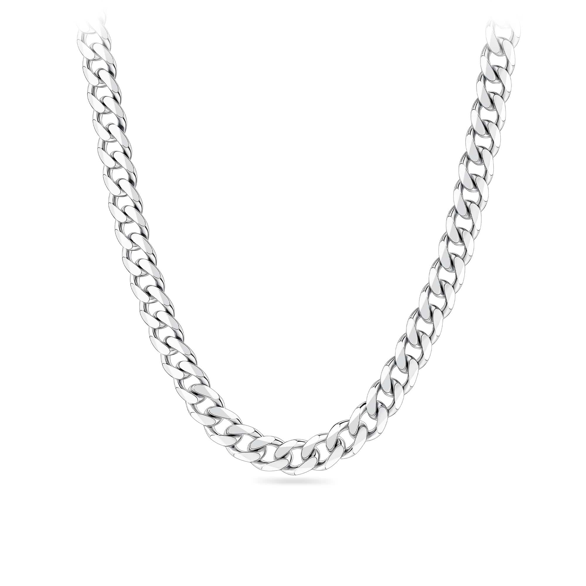 60cm Solid Bevelled Curb Link Chain in Sterling Silver