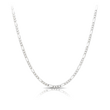 Solid Figaro Chain in Sterling Silver Rhodium Plate