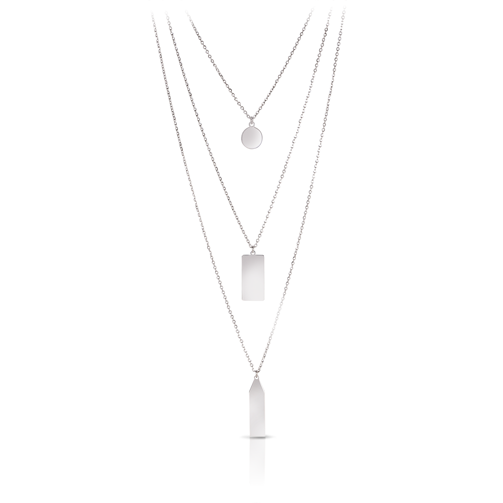 50cm Triple Strand Charm Necklace in Sterling Silver