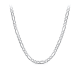Solid Figaro Link Chain in Sterling Silver Rhodium Plate