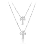 Duo Cross Layered Necklace in Sterling Silver