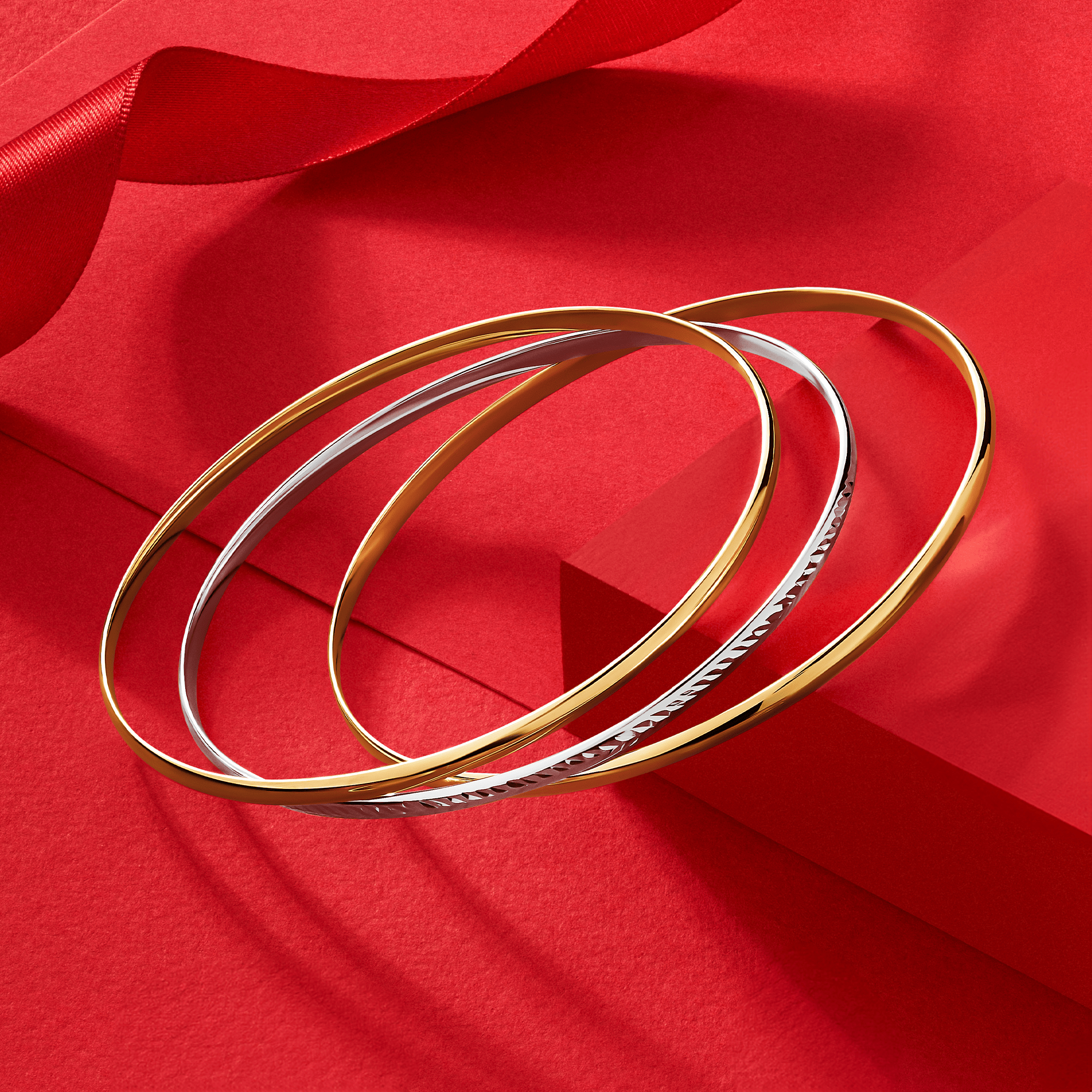 3 Set Bangle in 9ct Yellow and White Gold
