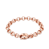 Embossed Round Solid Link Bracelet in 9ct Rose Gold