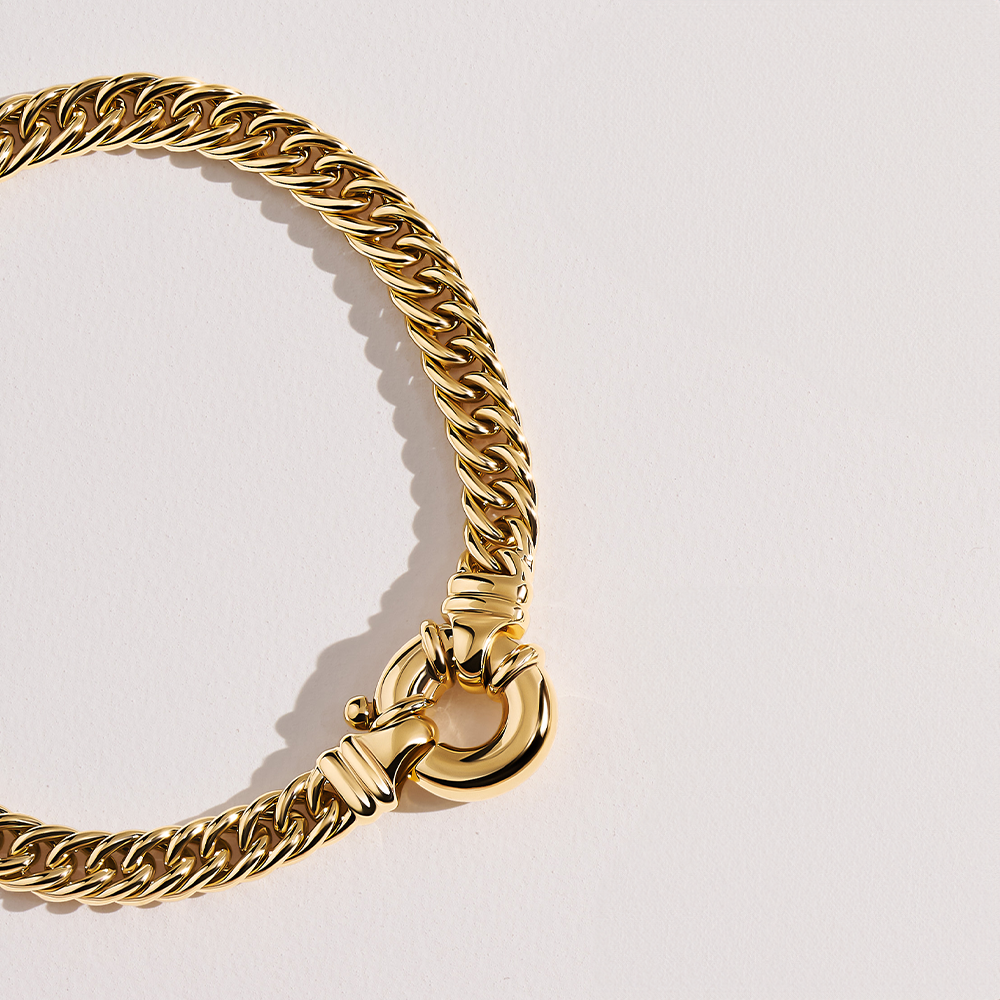 Solid Double Curb Bracelet in 9ct Yellow Gold