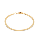 9ct yellow gold herringbone bracelet with flat polished links and lobster clasp