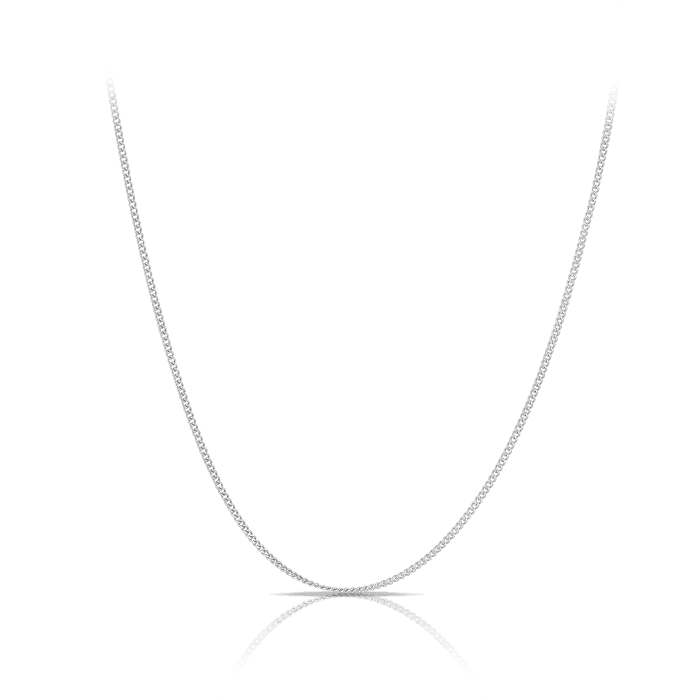 45cm Solid Curb Link Slider Chain in 9ct White Gold