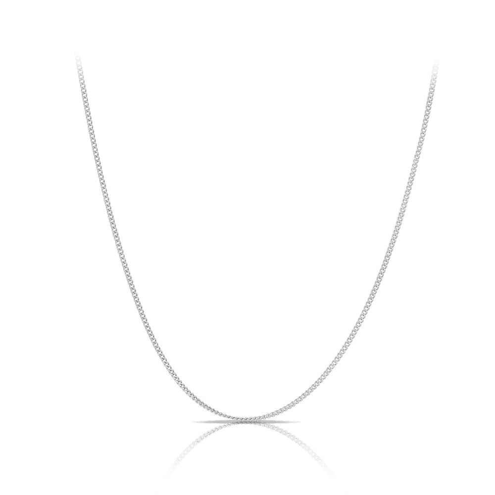 45cm Solid Curb Link Slider Chain in 9ct White Gold - Wallace Bishop