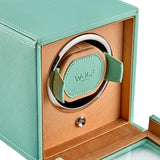 WOLF Cub Seltzer Single Watch Winder with Cover Mint/Peach