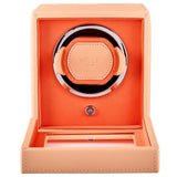 WOLF Cub Seltzer Single Watch Winder with Cover Peach/Orange