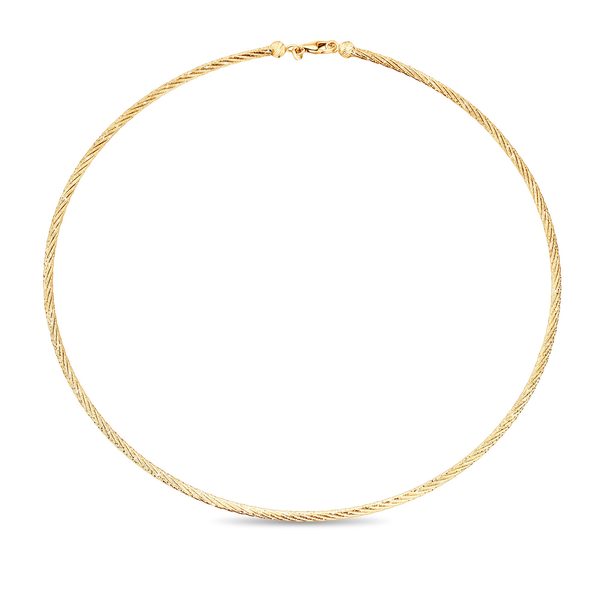 9ct Polished Yellow Gold Omega Memory Shape Chain Necklace