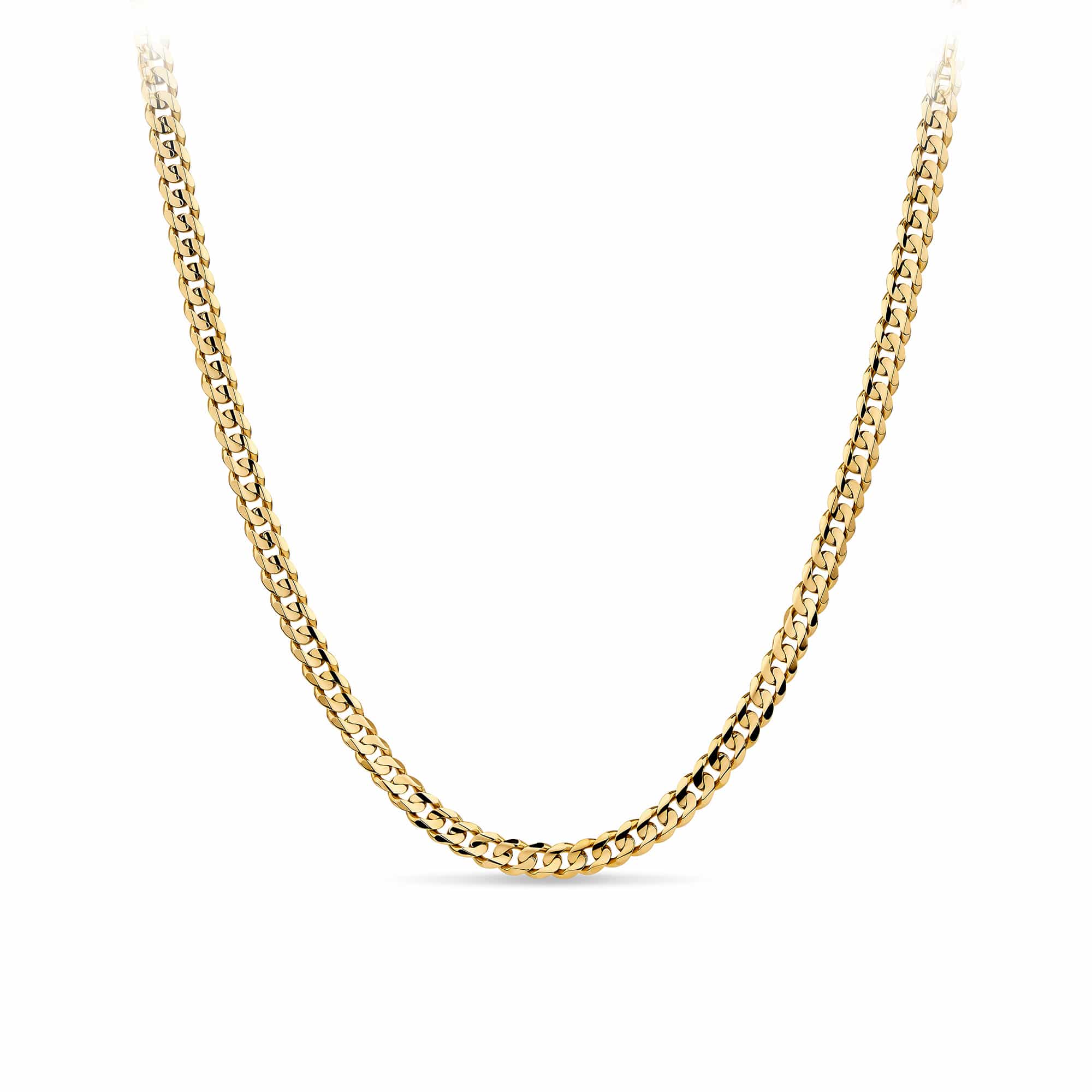 60cm Concave Finish Curb Link Chain in 9ct Yellow Gold