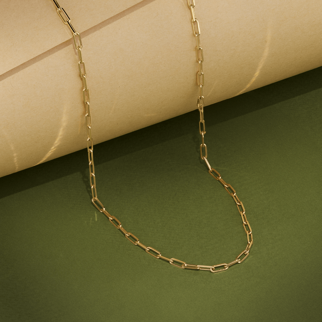 45cm Solid Paperclip Chain in 9ct Yellow Gold