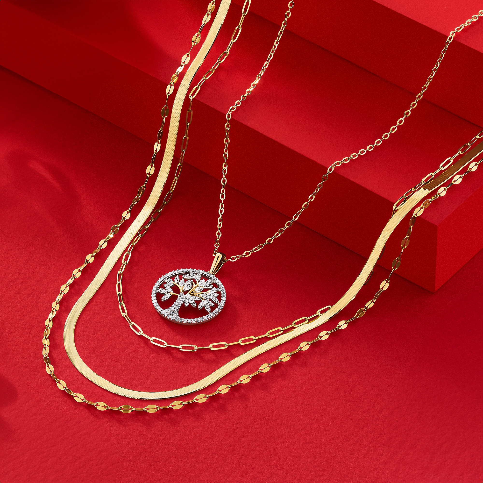 Layered Paperclip, Herringbone & Anchor Necklace