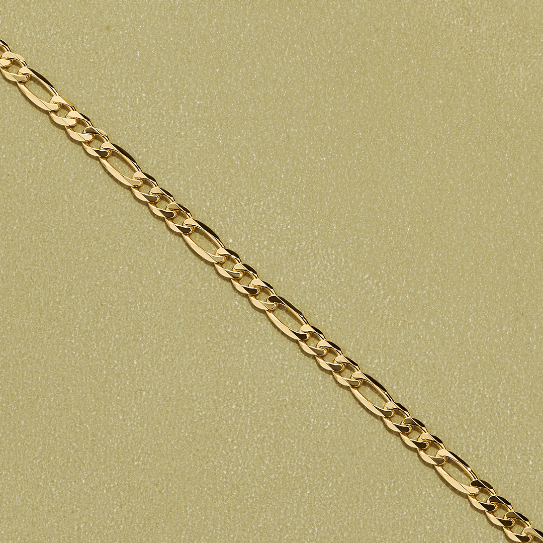 60cm Solid Figaro Link Chain in 9ct Yellow Gold