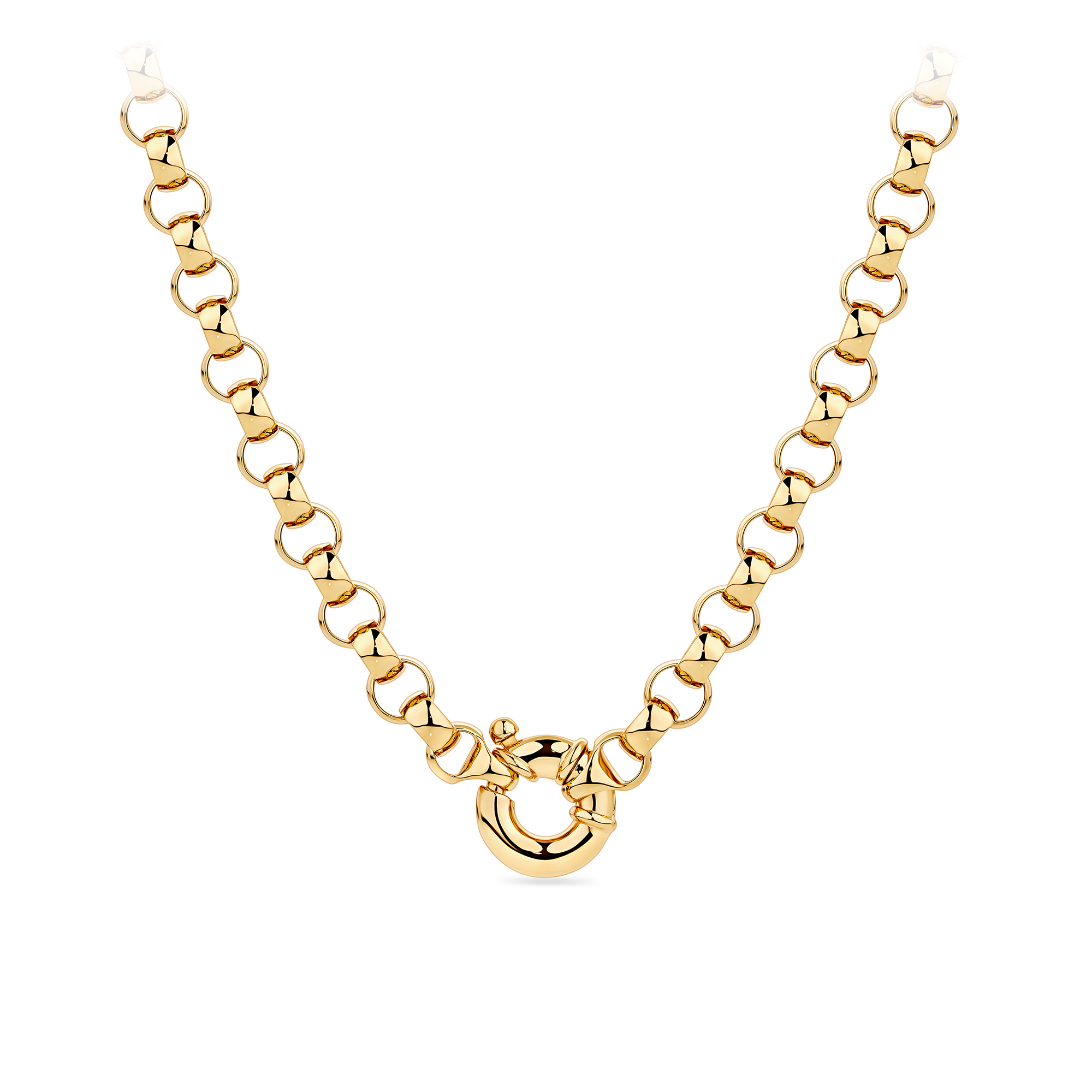 Solid Belcher Link Necklace in 9ct Yellow Gold