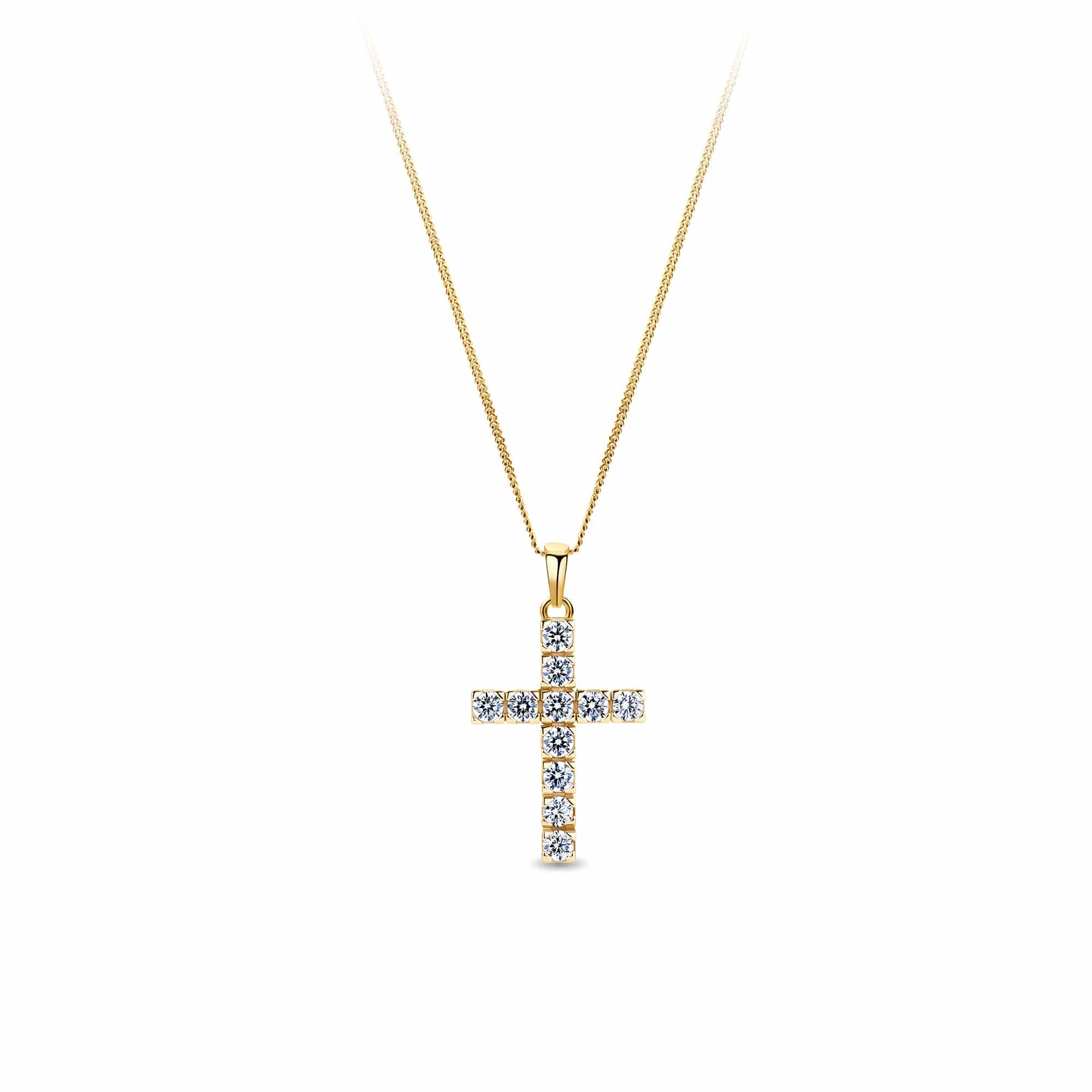 Cubic Zirconia Cross Pendant in 9ct Yellow Gold
