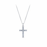 Cubic Zirconia Cross Pendant in Sterling Silver Rhodium Plate