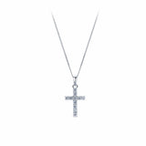 Cubic Zirconia Cross Pendant in Sterling Silver Rhodium Plate