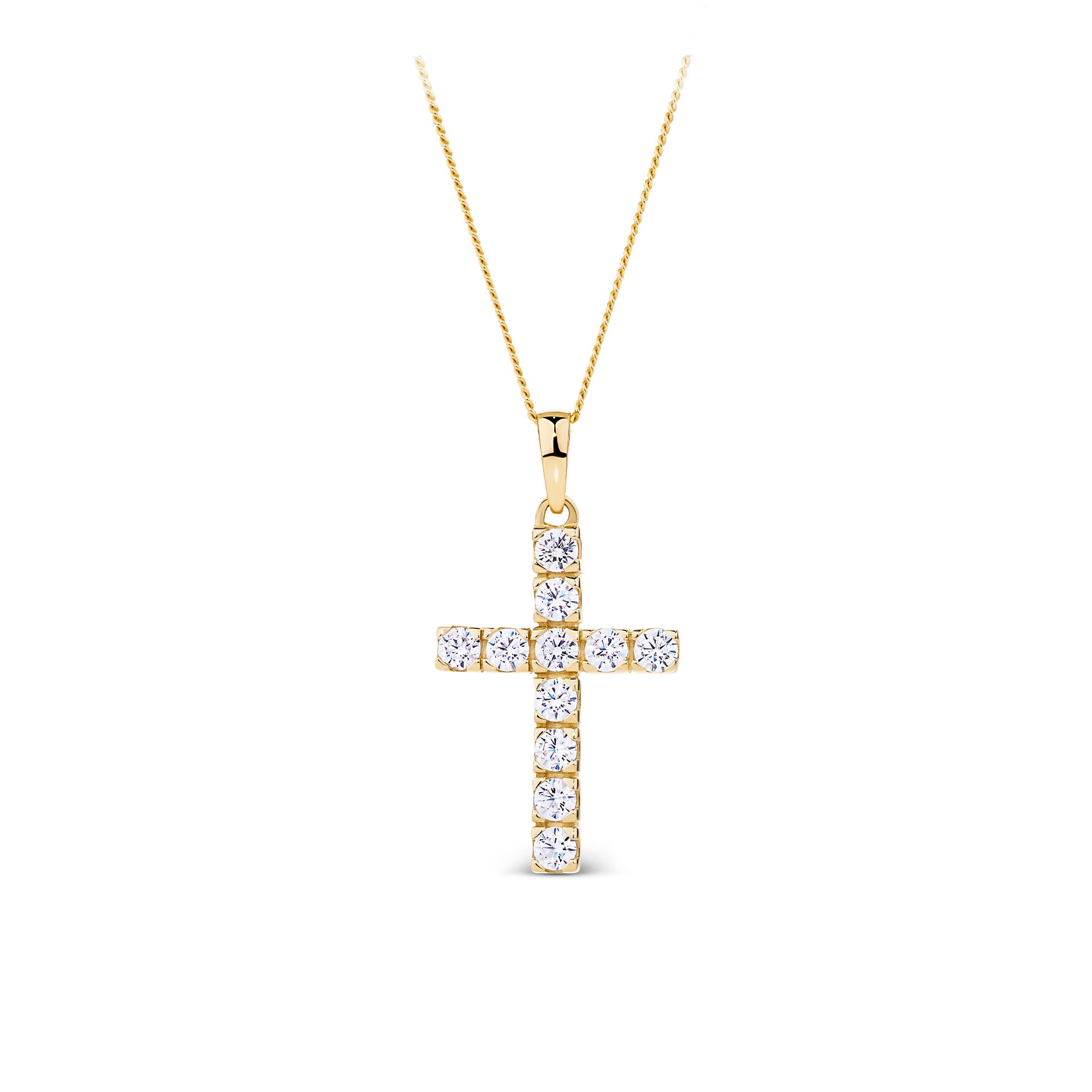Cubic Zirconia Cross Pendant in 9ct Yellow Gold